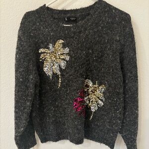 Stylish Gray Sweater with Sequin Accents